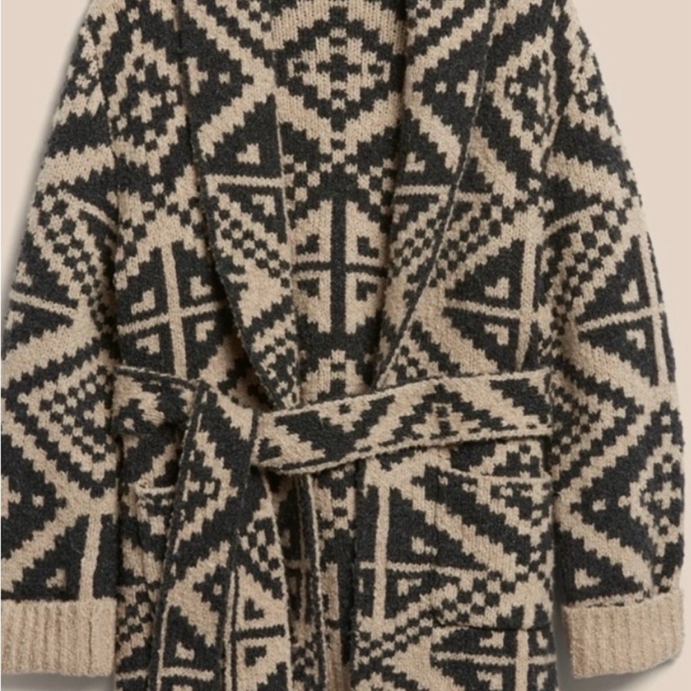 Banana Republic Black and Tan Geometric Cardigan